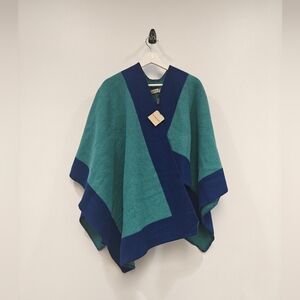 Teal and Navy Women's Knit Wrap Poncho